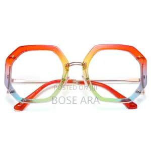 Clear Frame Metal Ladies Eye Glasses With Glass Case