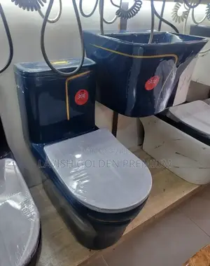 Blue Luxury Toilet Seat With Hanging Basin