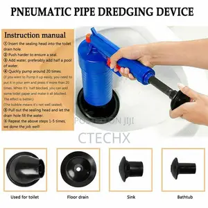 High Pressure Toilet Plunger Kitchen Sink Sewer Dredge Tool