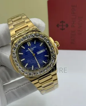 Original Patek Philippe Iced Gold Stainless Steel Quartz Watch