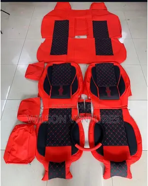 Red And Black Crown Seat Cover Leather