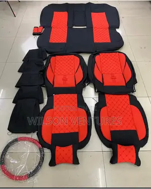 Black With Red Leather Crown Seat Cover