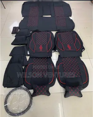 Black With Red Line Leather Crown Seat Cover