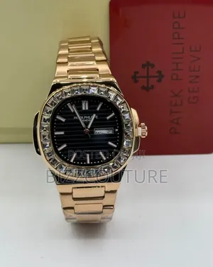 Original Patek Philippe Iced Gold Stainless Steelquartz Calendar Watch