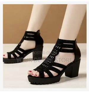 Heels Women Sandals Chunky Heel Band Elegant Fashion Shoes Ladies Shoe