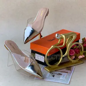 Flat Half Covered Shoe- Silver Size 42