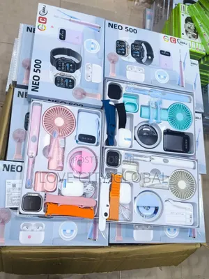 Neo 500 Smart Watch Earpod, Powerbank, Mini Fan, Led Light, 3 Brush