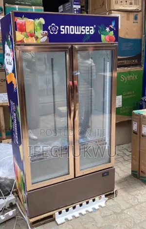 Original 700litters Snowsea Showcase Glass Fridge 2 Doors Glass
