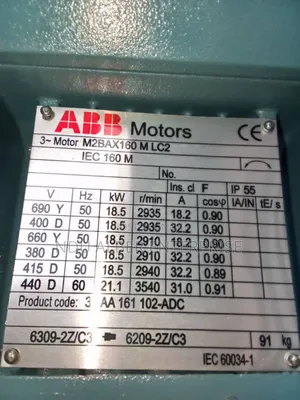 18.5kw 25hp Abb Electric Motors RPM 1450