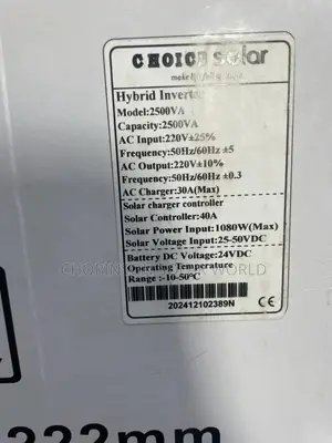 Solar Energy Choice Solar Inverter 2.5kva/24votts