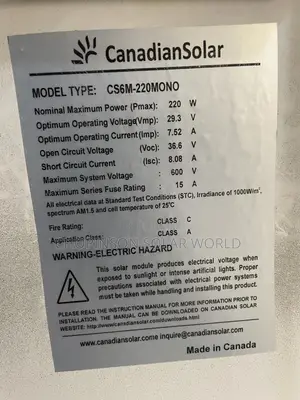 Solar Energy Canadian Panels 72cell 220watts/24votts