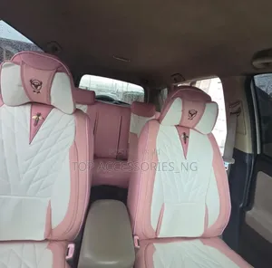 Pink and Cream Leather Seat Cover