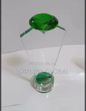 Glass Plaque, Green Diamond Shape