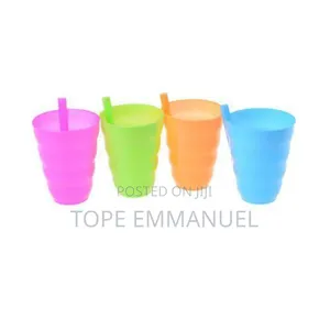 12pcs Plastic Kids Children Sip Cup With Built in Straw
12pcs