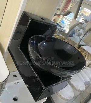 Black Wall Hug Basin and Pedestal