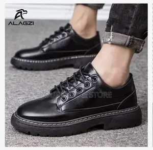 Alagzi Men's Casual Formal Shoes Leather Shoes - Black