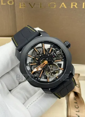 Original Bvlgari Black Genuine Leather Strap Mechanical Watch