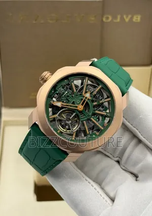Original Bvlgari Green Genuine Leather Strap Mechanical Analog Watch