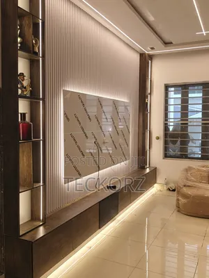 Tv Console Unit With Flutted Panel