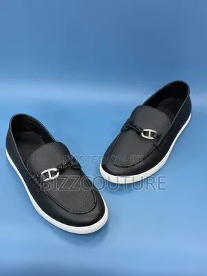 Original Hermes Black Leather Slip-on Loafers Available in Store