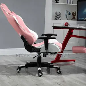 Furgle Gaming Ergonomic Swivel Chair- Pink With Footrest