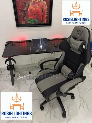 A Set of E Sport Pro Gaming Table ( Rgb) Gaming Chair - Gray