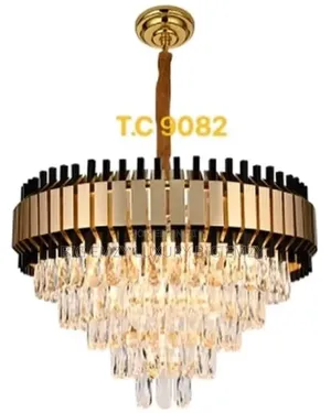 Black and Gold Luxurious Crystal Chandelier .