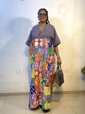 Long Ankara Mixed Gown