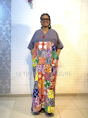 Long Ankara Mixed Gown