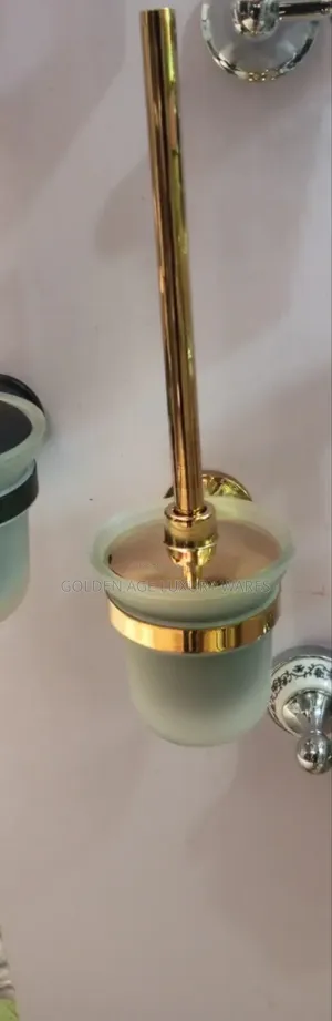 Gold With Glass Wall Hung Toilet Brush