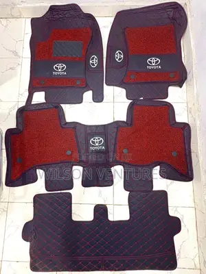 Red And Black Prado 7 Seater Double Layer Leather Foot Mat