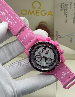 Original Omega Pink Chronograph Quartz Analog Watch in Store