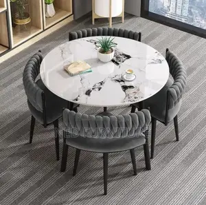 Round Table With 4 Fabric Chiars