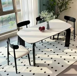 Modern Black Painted Wooden Chairs and Dinning Table Set