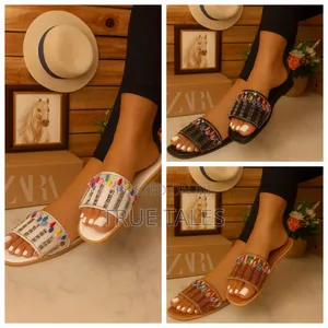 Women's Embellished Flat Colorful Beaded  Slippers Sizes 37 To 42