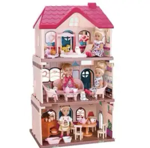Diy Kid's Pretend Play House Toys Plastic Girls Doll Villa