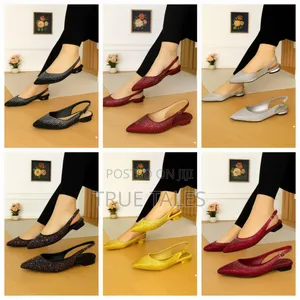 Classy Rhinestone Slingback Pointed Toe Low Flat Sandals. Sizes 37-42