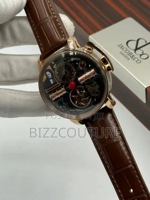 Original Jacob and Co Brown Genuine Leather Strap Mechanical Watch
