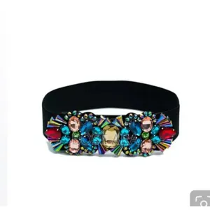 Rhinestone Ladies Waist Belt Elastic Band Colorful Crystal Bead Belt
