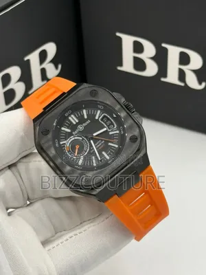 Original Bell Ross Orange Rubber Strap Quartz Calendar Watch