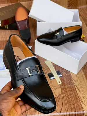 Italian Hermes Black Leather Shoes