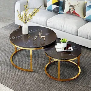 2in1 Faux Marble and Gold Metal Frame Center Table