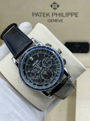 Original Patek Philippe Blue Genuine Leather Strap Chronograph Watch
