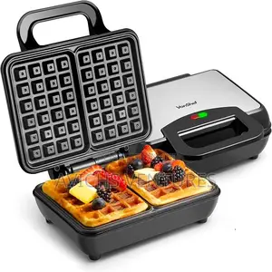 Compact Stainless Steel Dual Belgian Waffle Maker