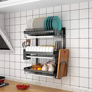 Multi-Tier, Wall-Mounted Dish Drying Rack.