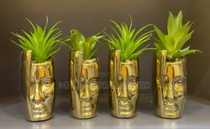Brosmon Artificial Table Decor Flowers Gold Vase 1pc