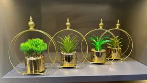 Brosmon Artificial Table Decor Flowers Gold Vase 1pc