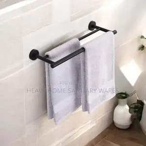 Black Round Double Towel Rails