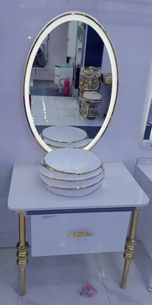 White Gold Cabinet With Mirror