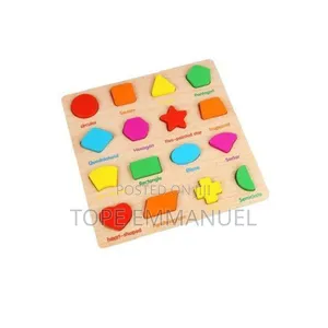 Wooden Geometry Puzzles Shapes Matching Board - 16 Shapes